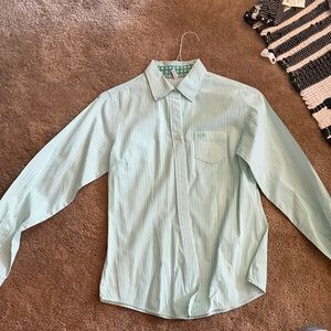 Cinch Women Green Striped Shirt
